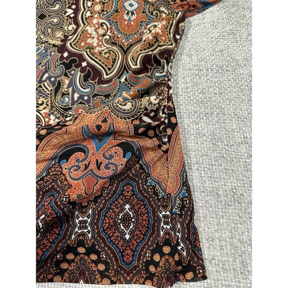 Vtg Inc International Concepts Top Womens 2X Black Brown Paisley Mesh Y2K Ruched - Picture 10 of 11